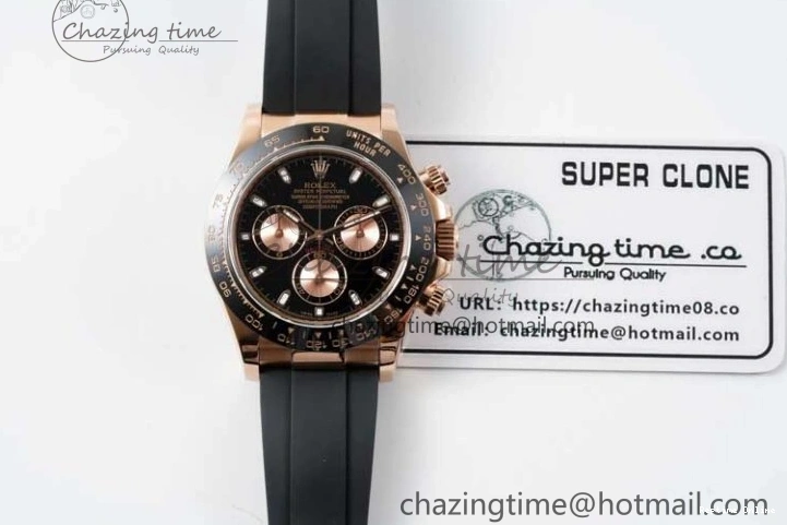 0517 Stretchable Daytona 116515 QF 1:1 Best Edition Black RG Dial on Oysterflex Rubber Strap SA 2273